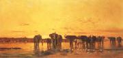 Charles tournemine African Elephants France oil painting artist